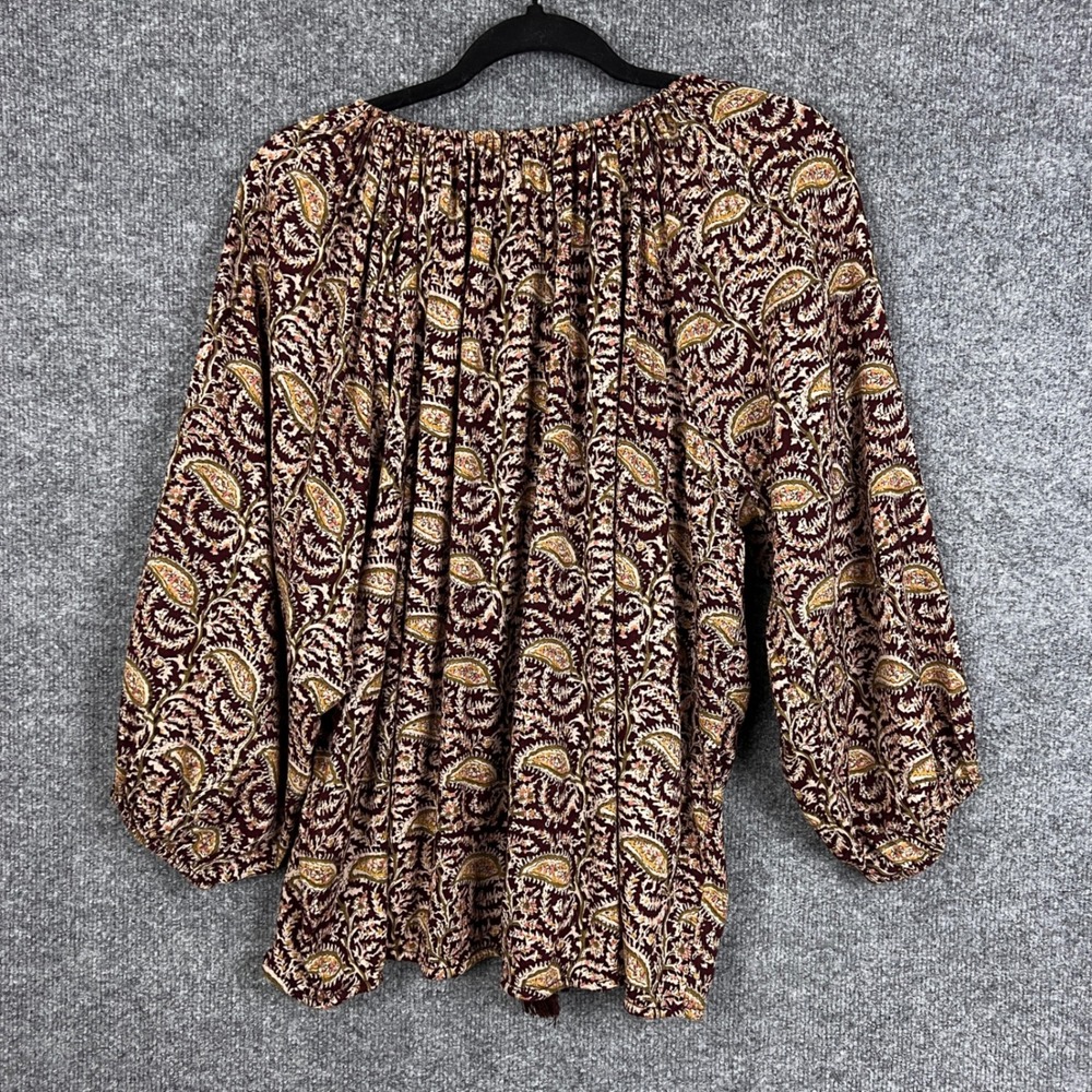 Denim & Supply Ralph Lauren Paisley Peasant Blouse Tassel Top XL - Picture 2 of 7